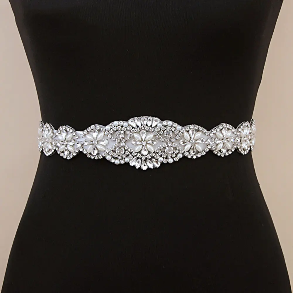 Bridal wedding belt with rhinestone