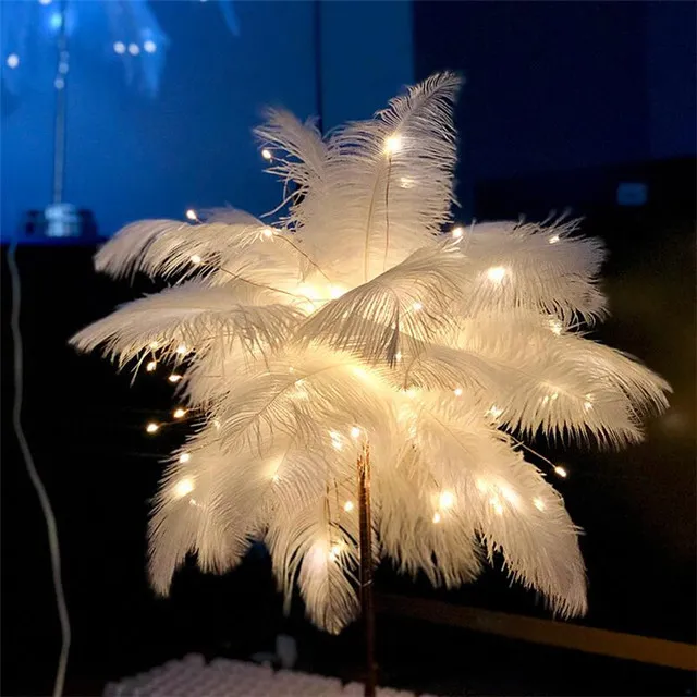 Feather Lamp Nordic Desk Lamp European-Style Bedroom Bedside Feather Table Lamp Night Light Table Lamp Decoration Modern – image 4