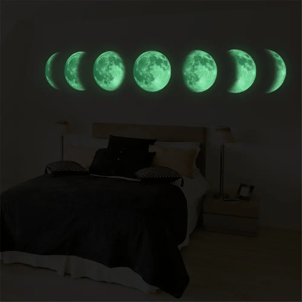 Luminous moon map change wall stickers
