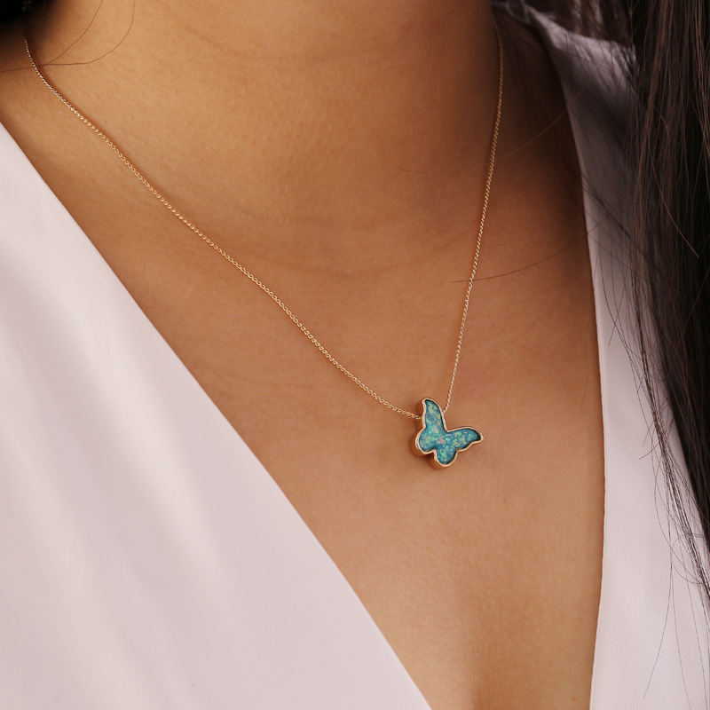 Multicolor butterfly necklace