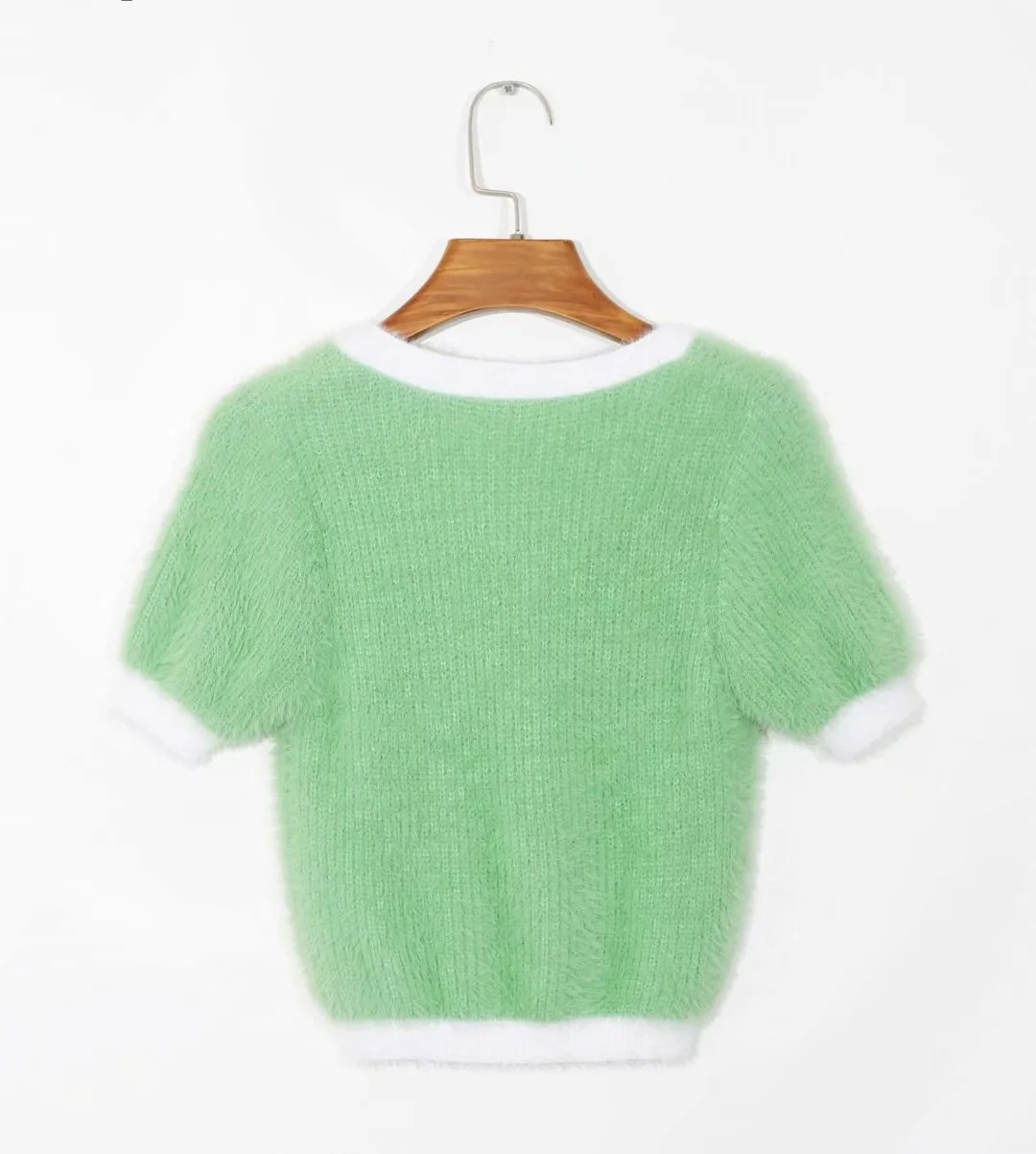 European-style single-breasted fur cardigan