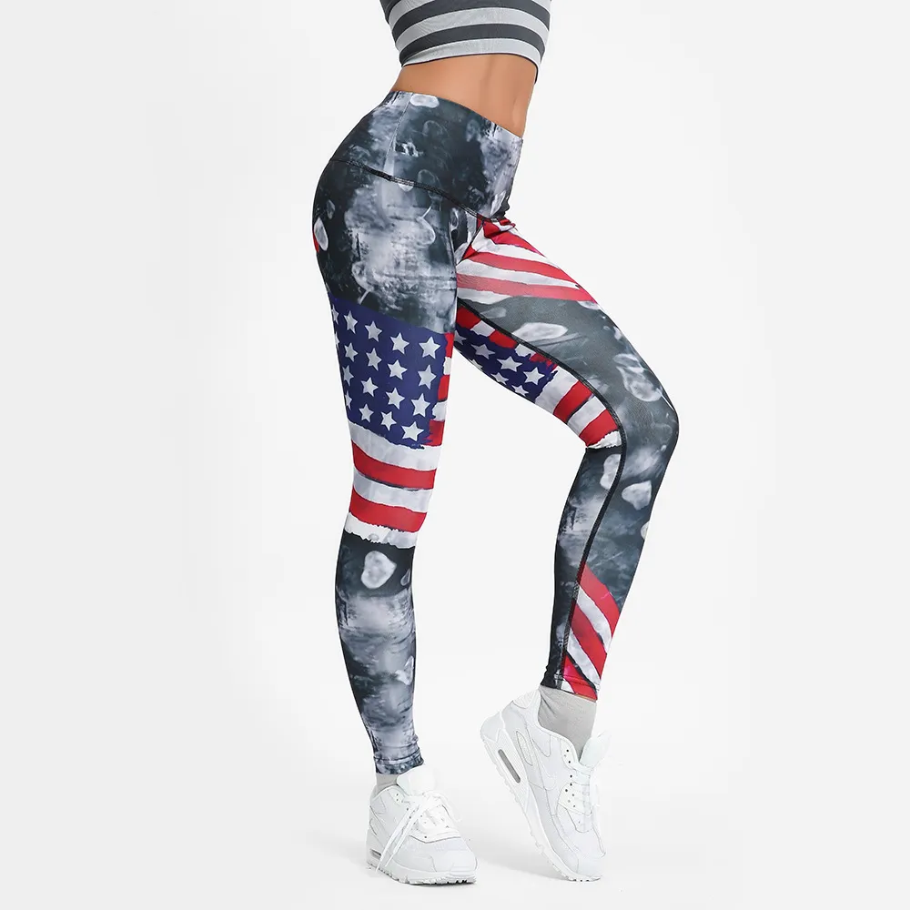 Printed skinny yoga pants - Blue