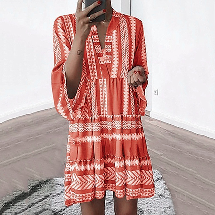 Printed dress loose Europe and America