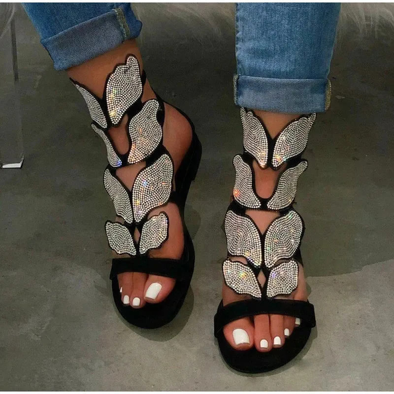 Flat Butterfly Sandals - Black