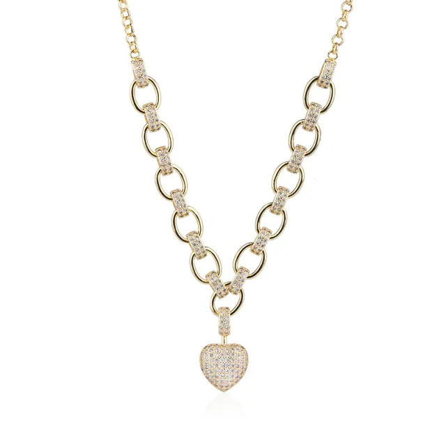 Creative full diamond love lock necklace Gold - Shop at LoveMi