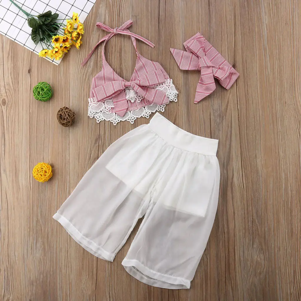 Three-piece bra strap + chiffon pants