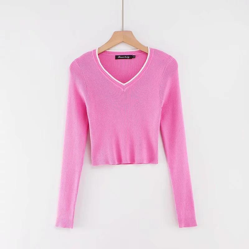 Colorblock big V sweater