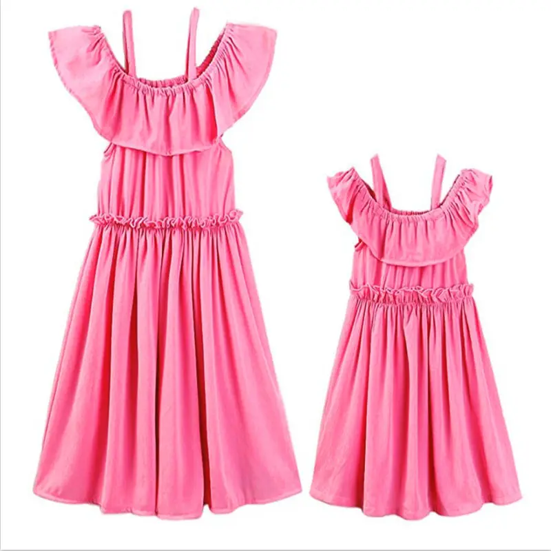 One word shoulder strap lace pleated parent-child
