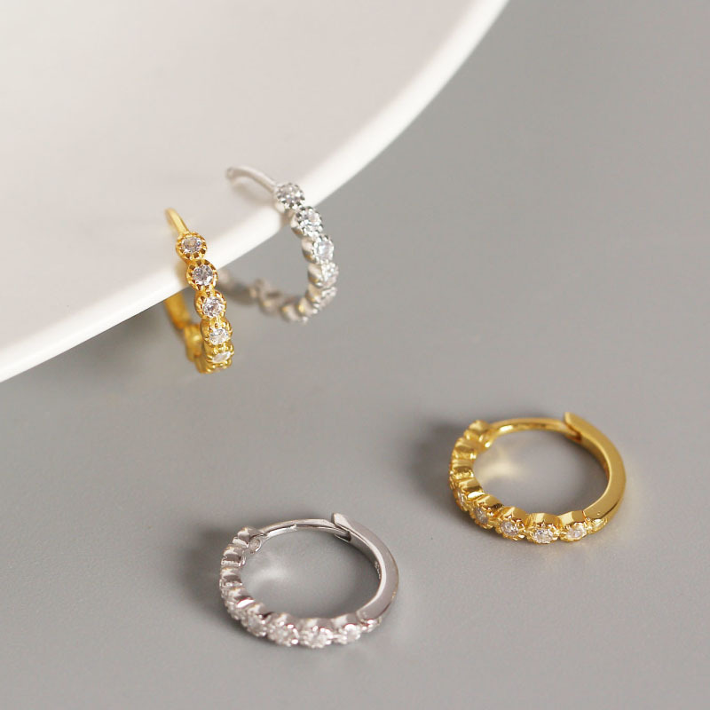 S925 Sterling Silver Circle Zircon Trendy Earrings