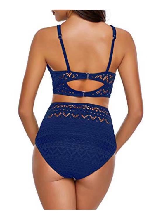 One-piece high waist cutout lace bikini