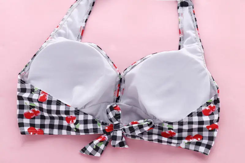 Plaid printed split bikini