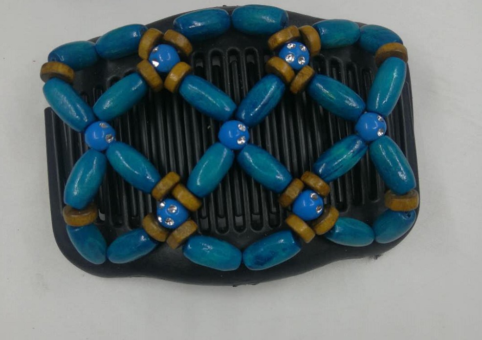Vintage Elastic Hairpin Stretch Hair Comb Hot Sales Beaded Hair Magic Comb Clip Beads Pin Ladies Hair Accessories Blue - Shop at LoveMi