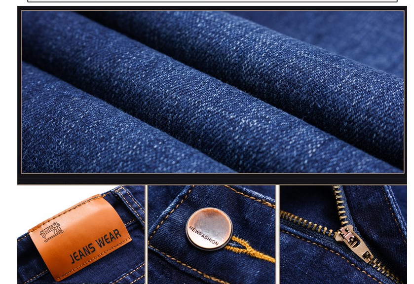 Denim men's straight stretch pants