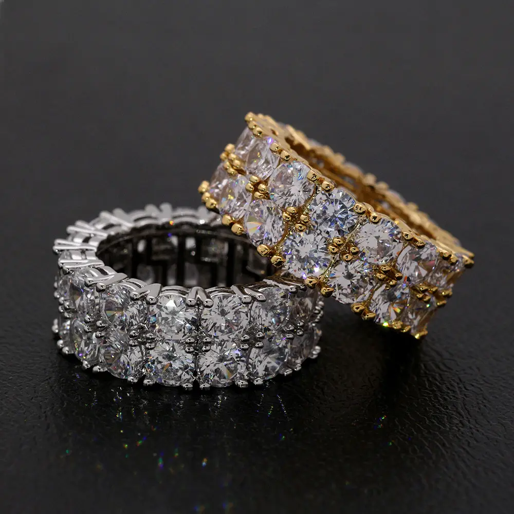 Men's gold ring micro set zircon ring