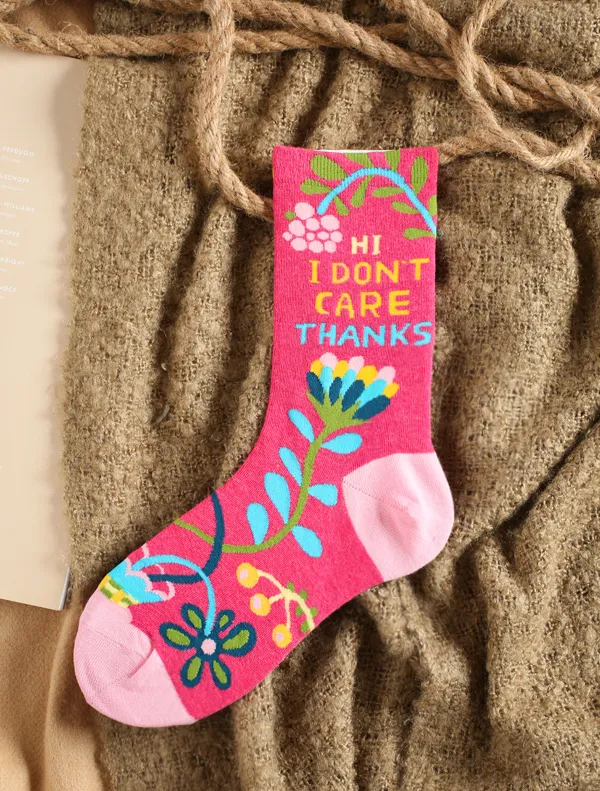 Female vine flower cotton long socks Pink - Shop at LoveMi