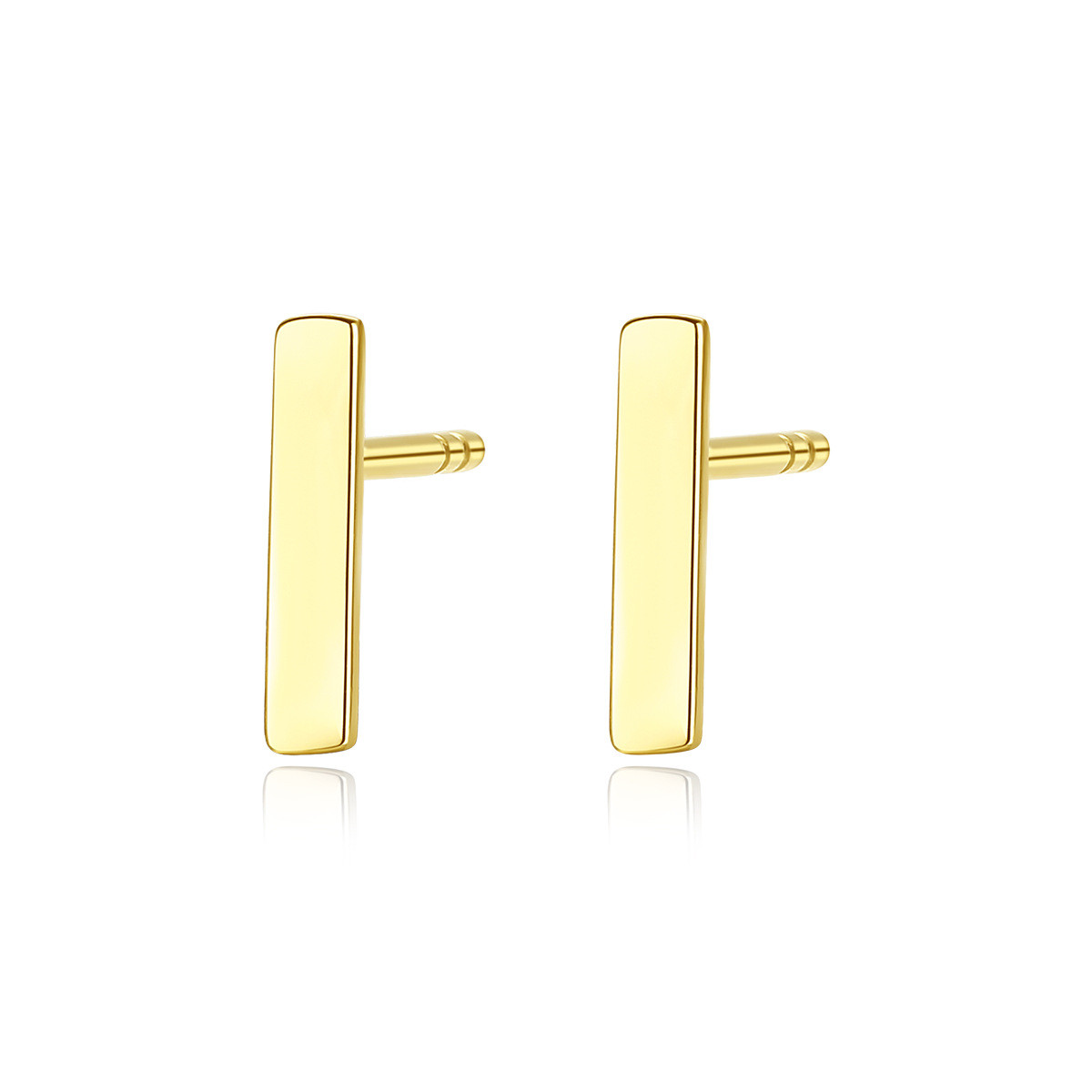 14K Gold Simple T-shaped Stud Earrings