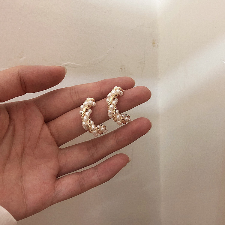 Wrapped Pearl Stud Earrings