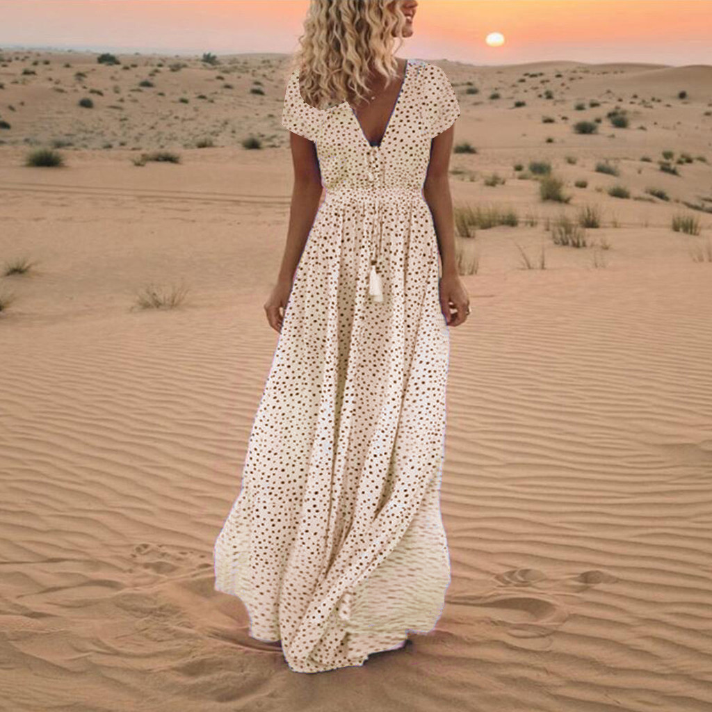 Holiday beach polka dot bohemian dress - Picture 13 of 14
