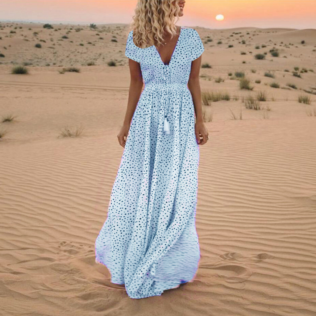 Holiday beach polka dot bohemian dress - Picture 12 of 14