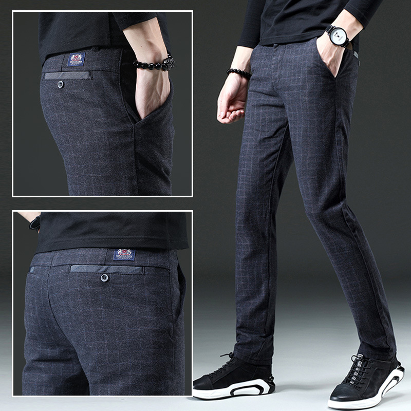 Plaid British men's casual pants