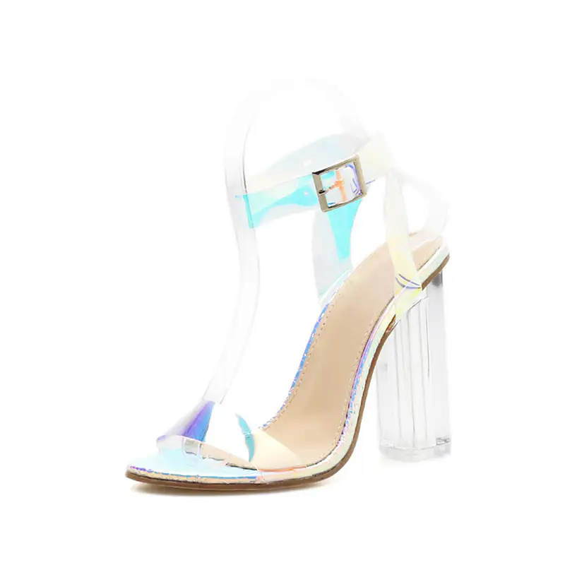 New thick-heeled buckle color sex sandals