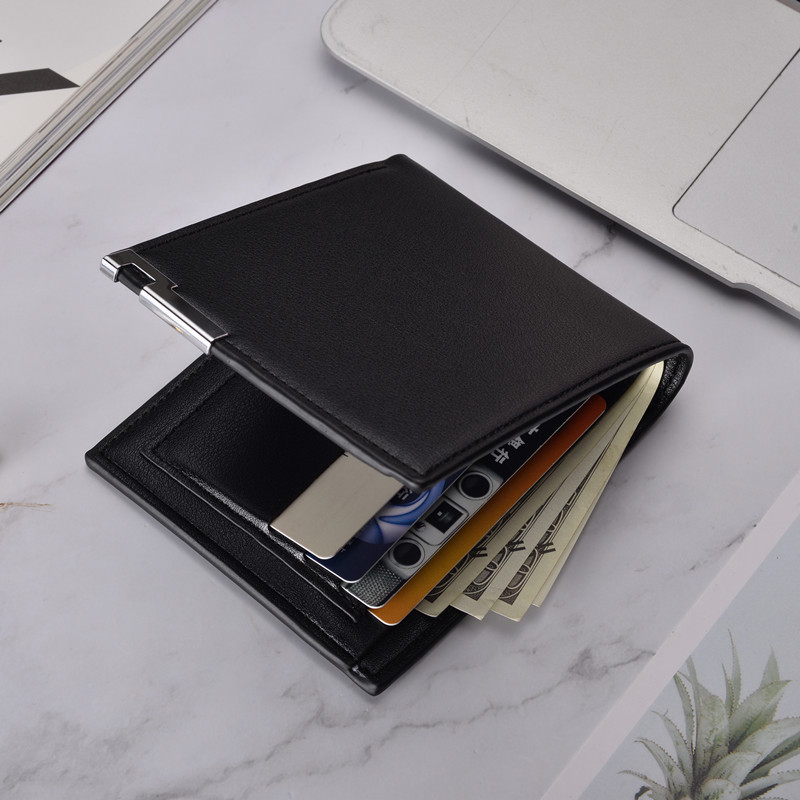  hommes portefeuille en cuir pu double pli hommes portefeuille décontracté près du corps multi-fonction en cuir sac pochette