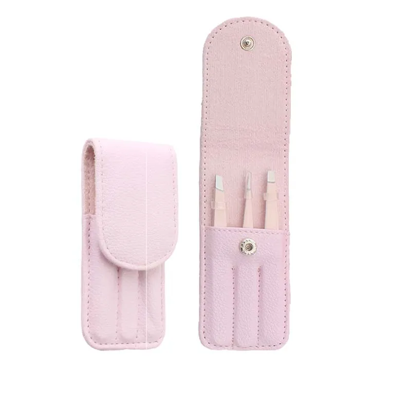 Three-piece eyebrow tweezers set - Pink