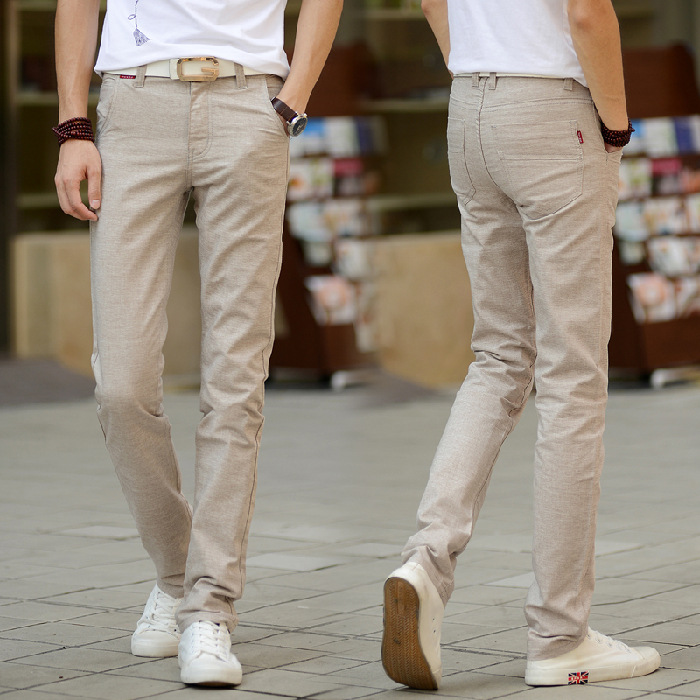 Summer thin ice silk linen casual pants