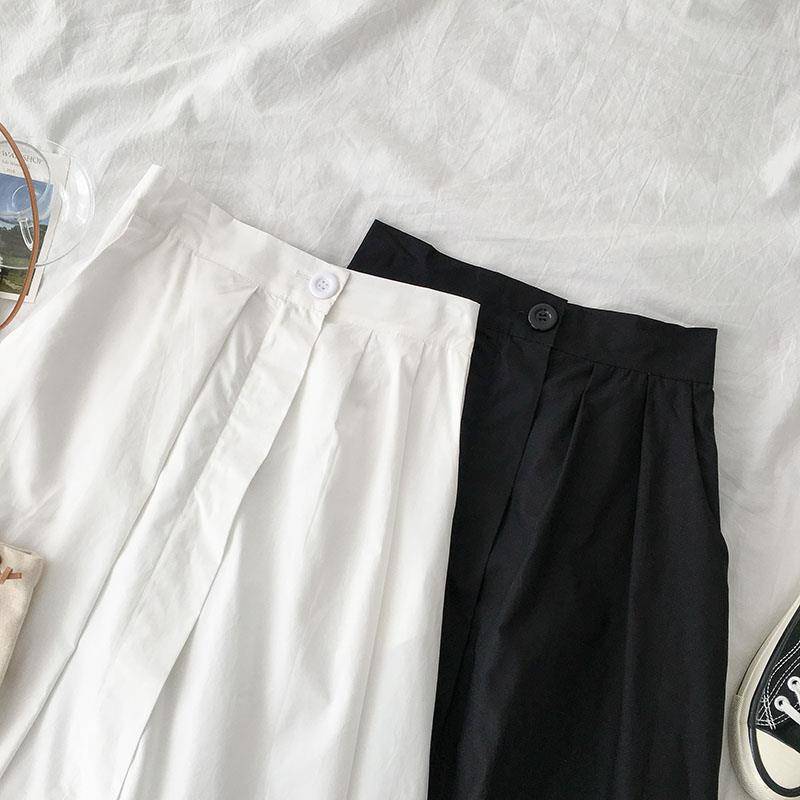 تنورة عالية الخصر بتصميم A بلون صلب