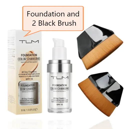 Temperature Liquid Foundation Concealer Portable Natural Color Makeup Foundation BB Concealer 2 Black Brush Set - Shop at LoveMi