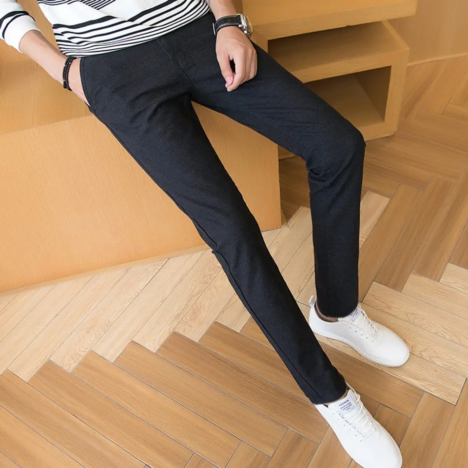 Slim-fit brushed trousers