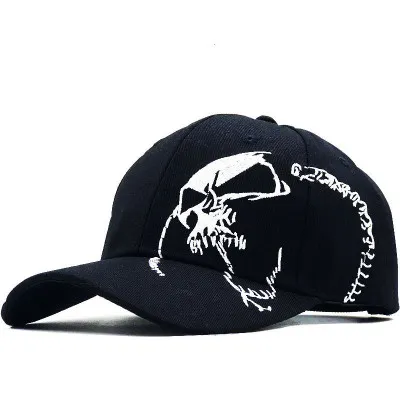 Skull embroidered fashion baseball cap Black - Shop at LoveMi