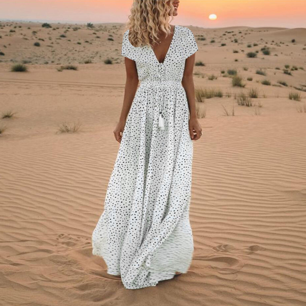 Holiday beach polka dot bohemian dress - Picture 11 of 14