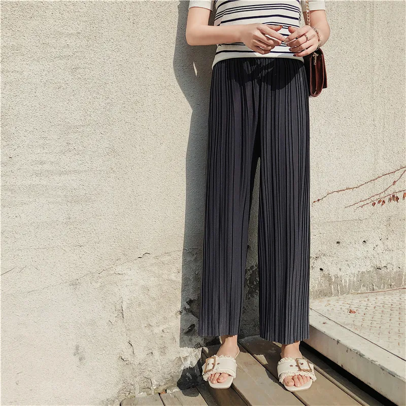High waist pleated chiffon wide-leg pants - Grey