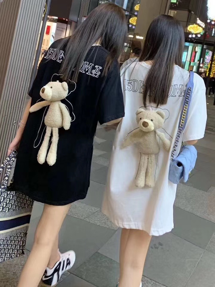 Back bear T-shirt female ins