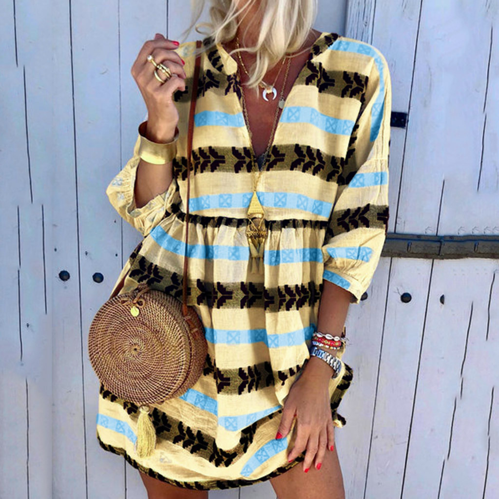 Fashion print sleeve dress