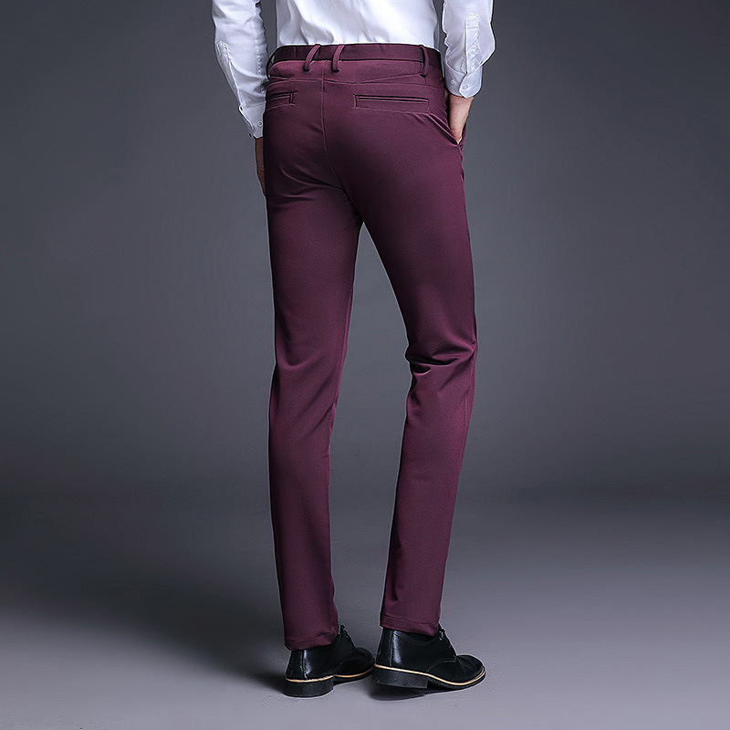 Men's Fashion And Comfort Burgundy Slim Pants