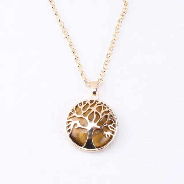 Tree of life with natural stone necklace Coffee - Shop at LoveMi