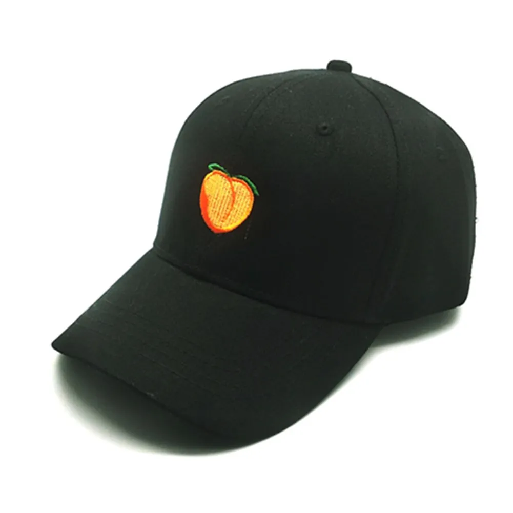 Men's Embroidered Peach Daddy Hat - Black