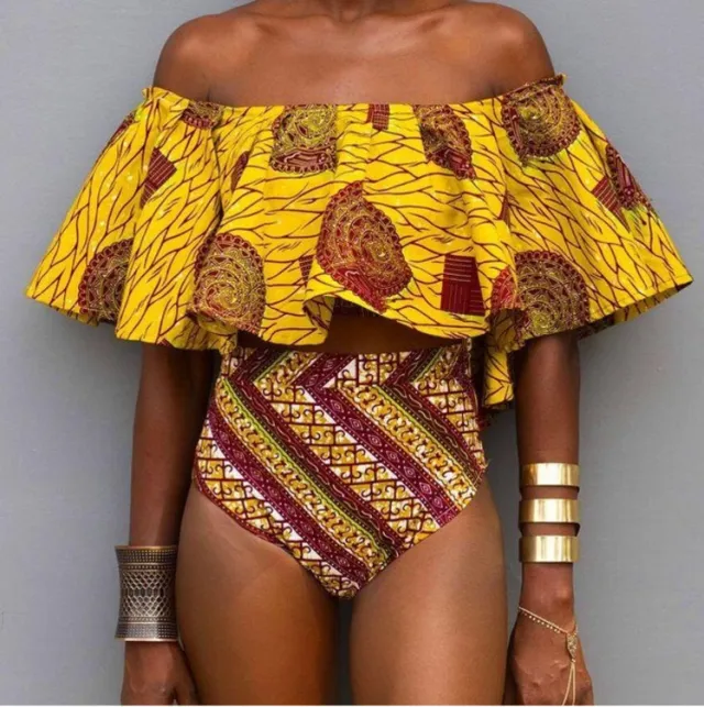 Ruffled printed bikini Yellow - Shop at LoveMi