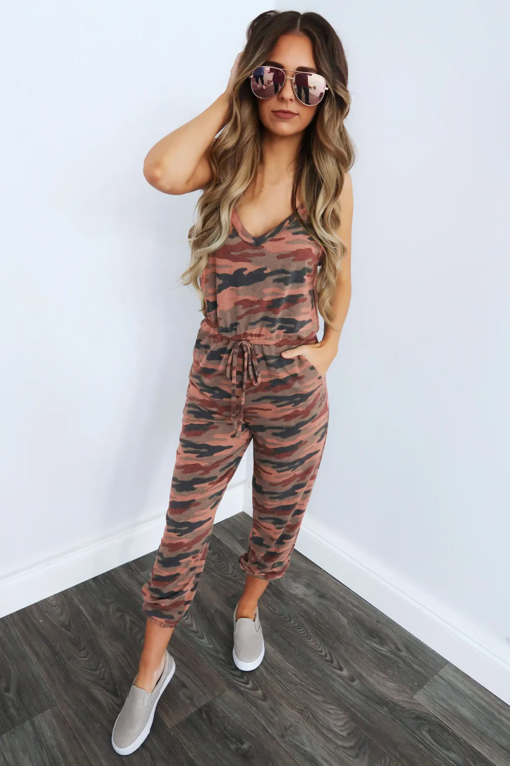 Strappy slim jumpsuit - Khaki