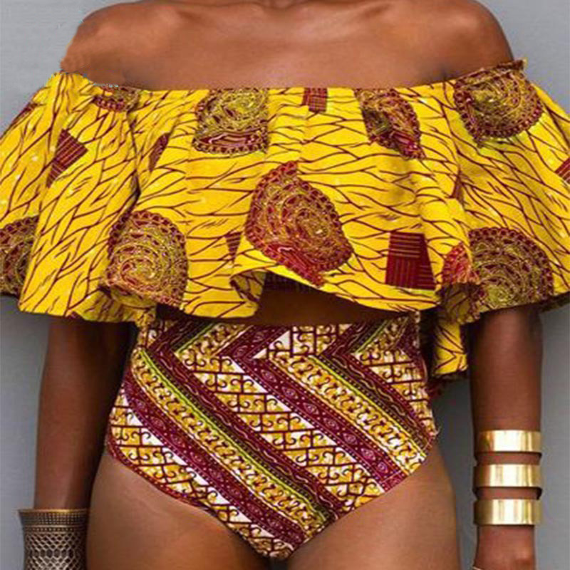 Ruffled printed bikini