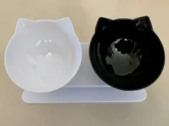 New Inclined Food Cat Ear Oblique Mouth Transparent Single Pet Bowl - View 1
