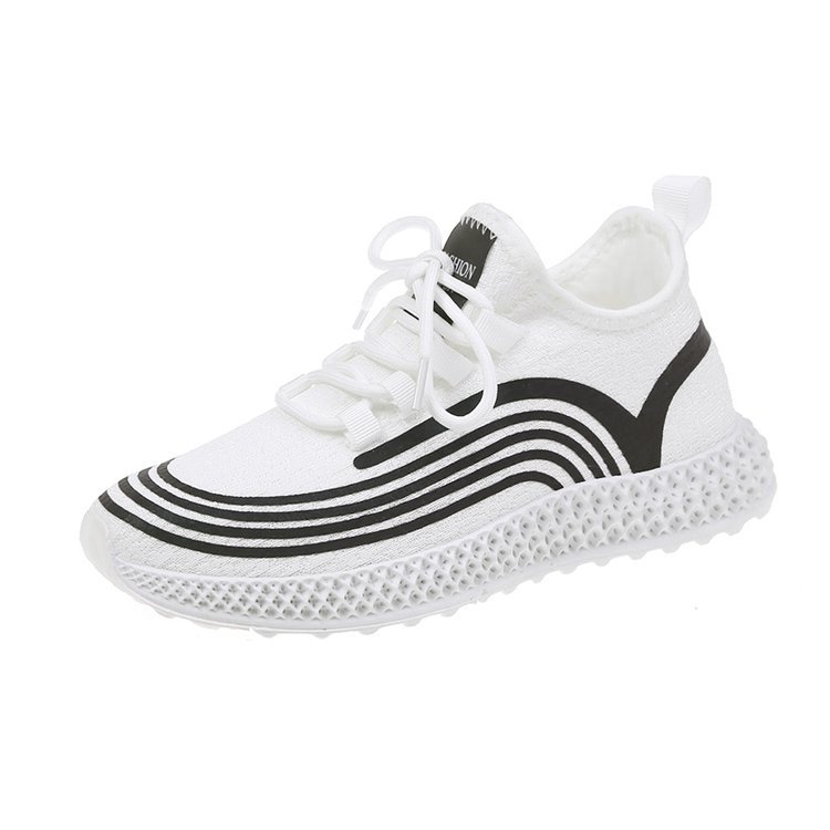 Lace up flat rubber round head mesh sneaker