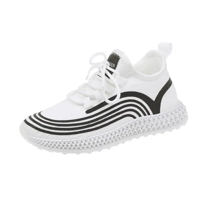 Lace up flat rubber round head mesh sneaker White - Shop at LoveMi