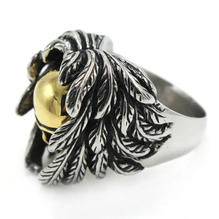 Vintage Titanium Steel Feather Ghost Head Ring