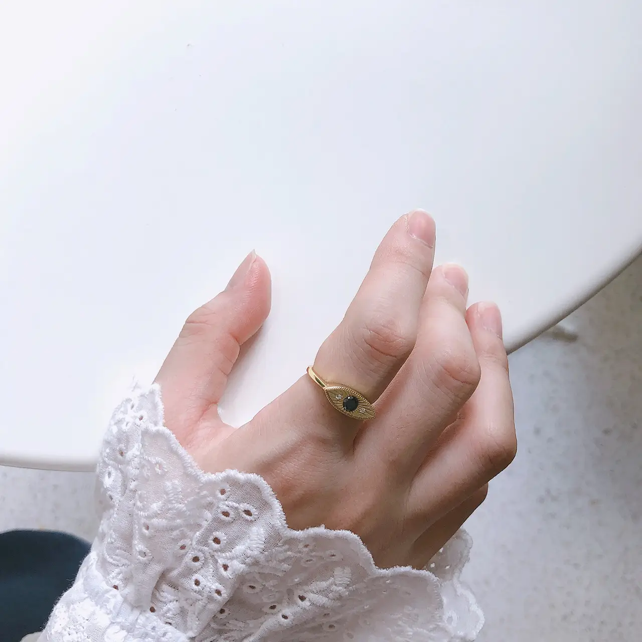 Silver and black diamonds gold ring