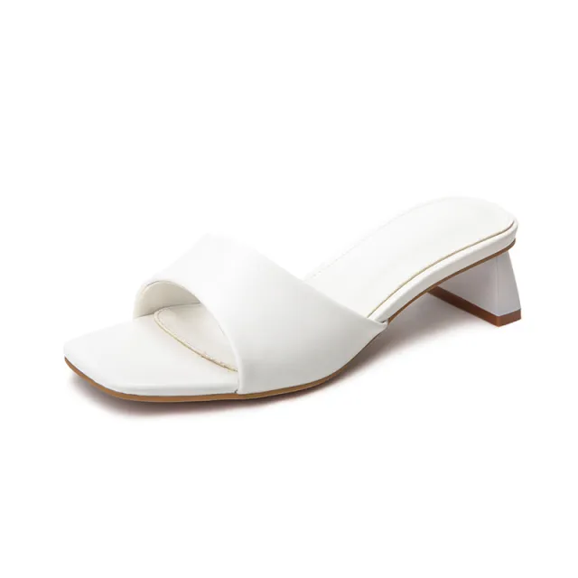 Thick high heel slippers White - Shop at LoveMi
