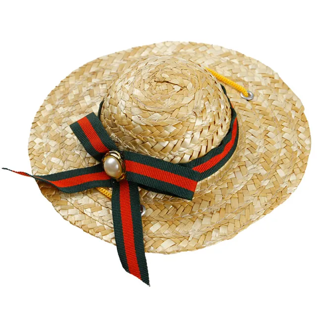 Straw hat pet shade for cats and dogs Dark Green Red - Shop at LoveMi