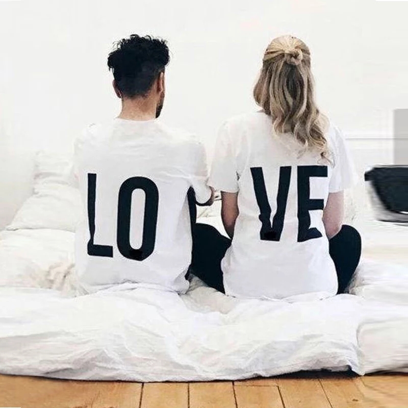 Loose round neck casual printing couple T-shirt